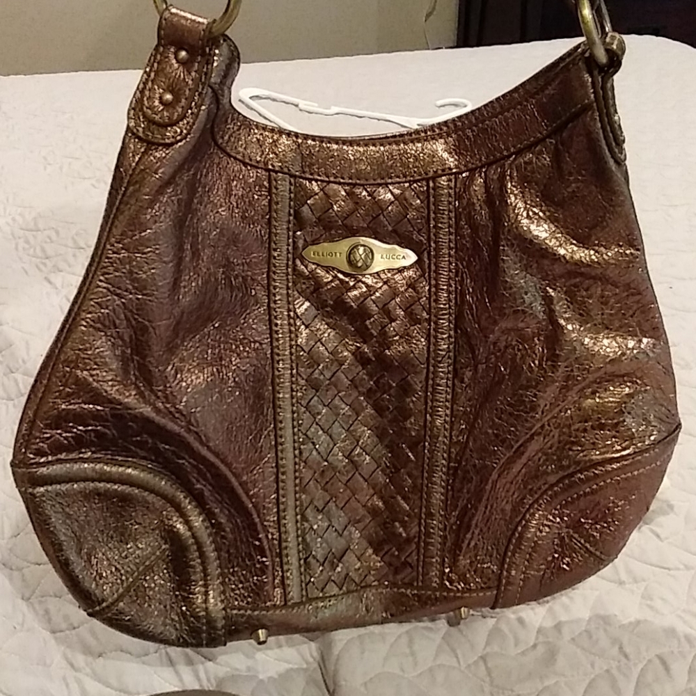 Metallic bronze shoulder bag